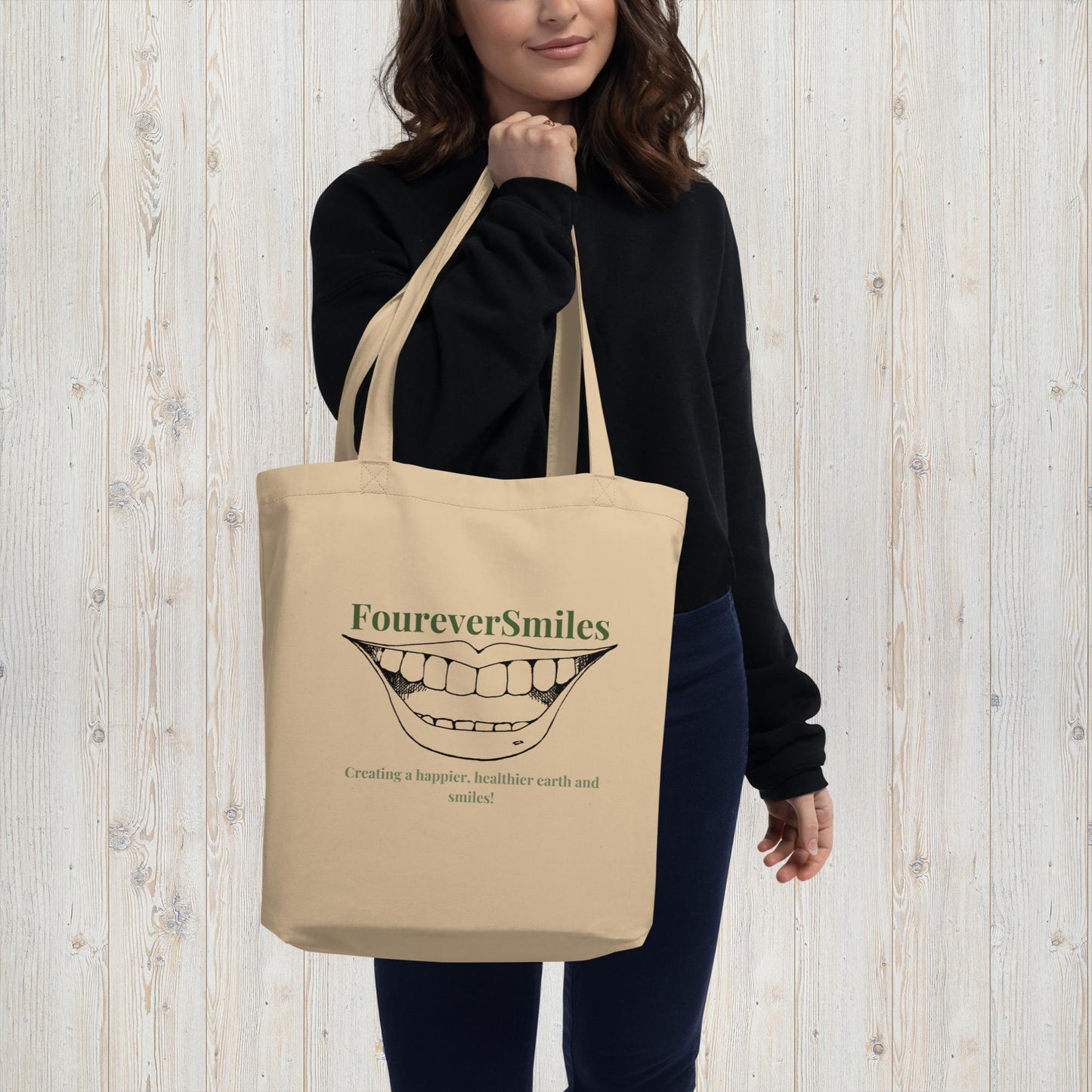 foureversmiles eco-friendly tote bag